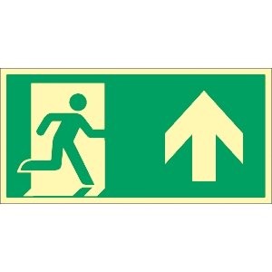 Fluchtwegschild Pfeil nach oebn