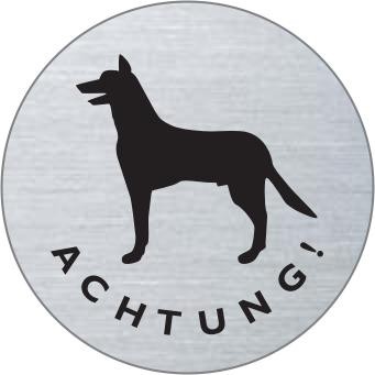 ACHTUNG Hund Edelstahlschild 8488