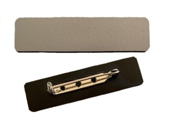 Ansteckschild mit Sicherheitsnadel abgerundet