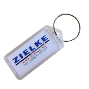 Klappanhänger mit Aufdruck und Ringanschluss 13.155