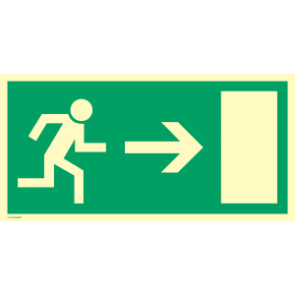 Fluchtwegschild Pfeil rechts Folie 297x148mm, nachleuchtend alte Norm