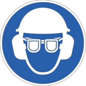 Helm, Sicht- und Gehörschutz tragen