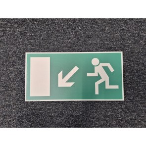 Fluchtwegschild Pfeil links unten Aluminium 400x200mm, nachleuchtend alte Norm
