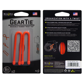 Gear Tie - Gummiflex-Binder / Torsion élastique - 6 Inch/15.2cm lang (orange)